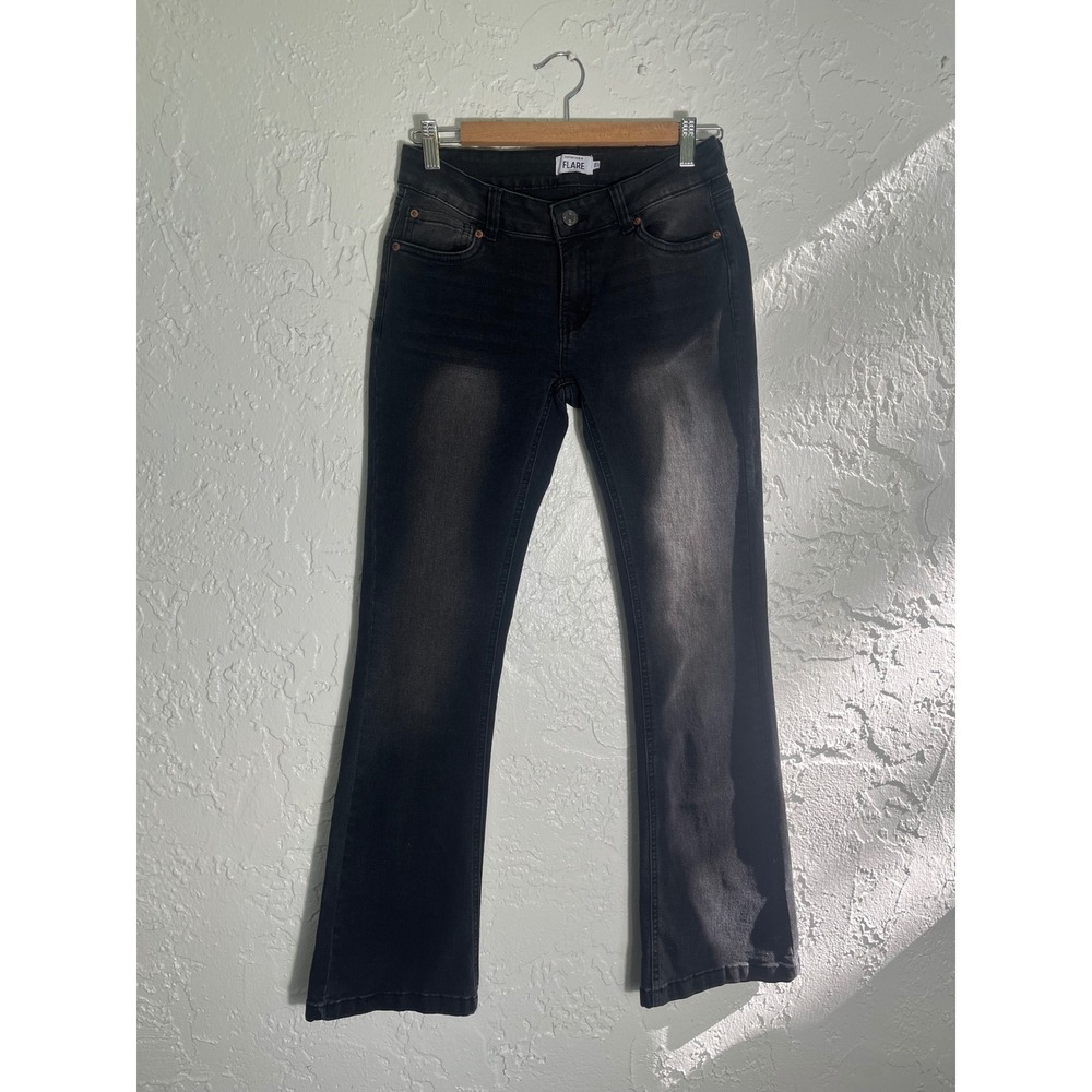 Refuge Denim Black Wash Flare Jeans Size 3 Y2K Low Rise Bootcut
